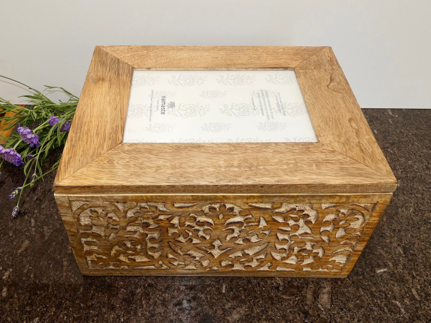 Hand Carved Photo/Memory Box made from Mango wood