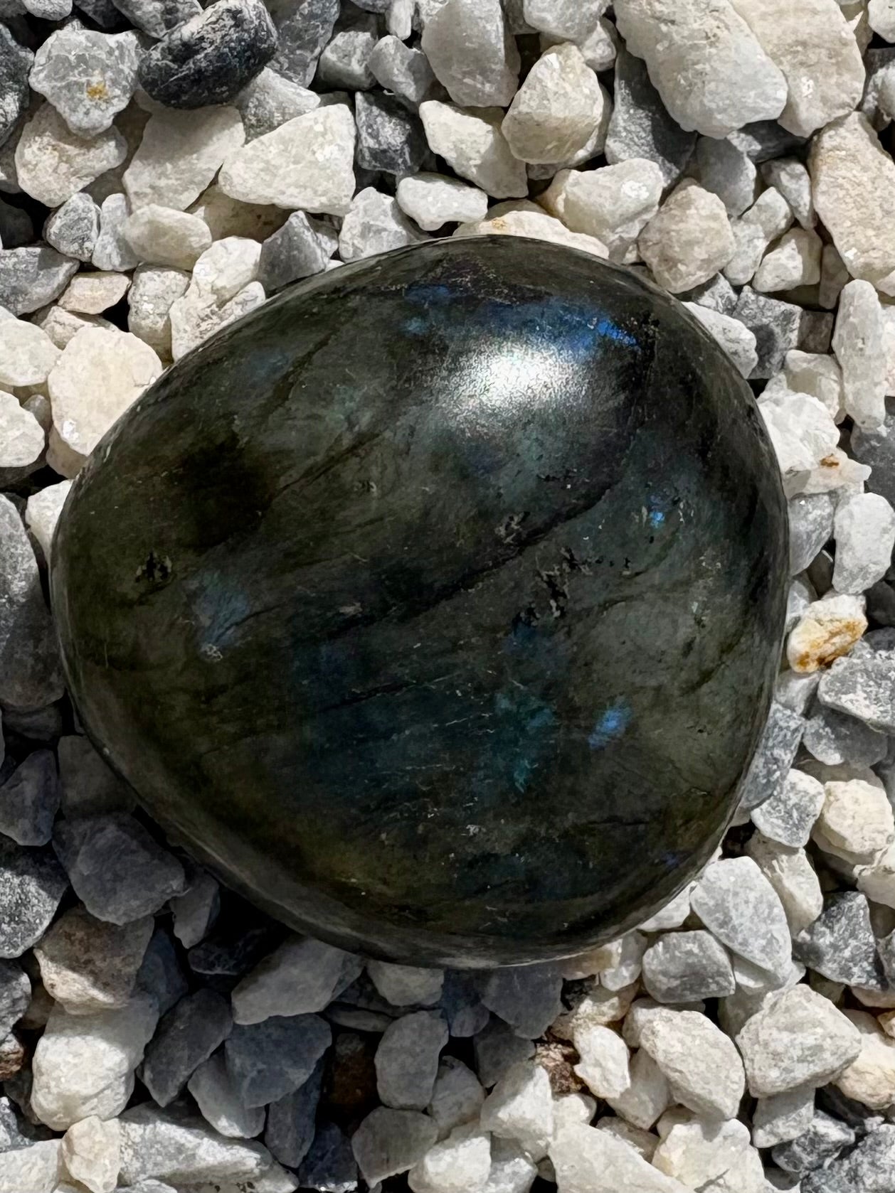 Labradorite Palm Stone with Blue-Green Flash