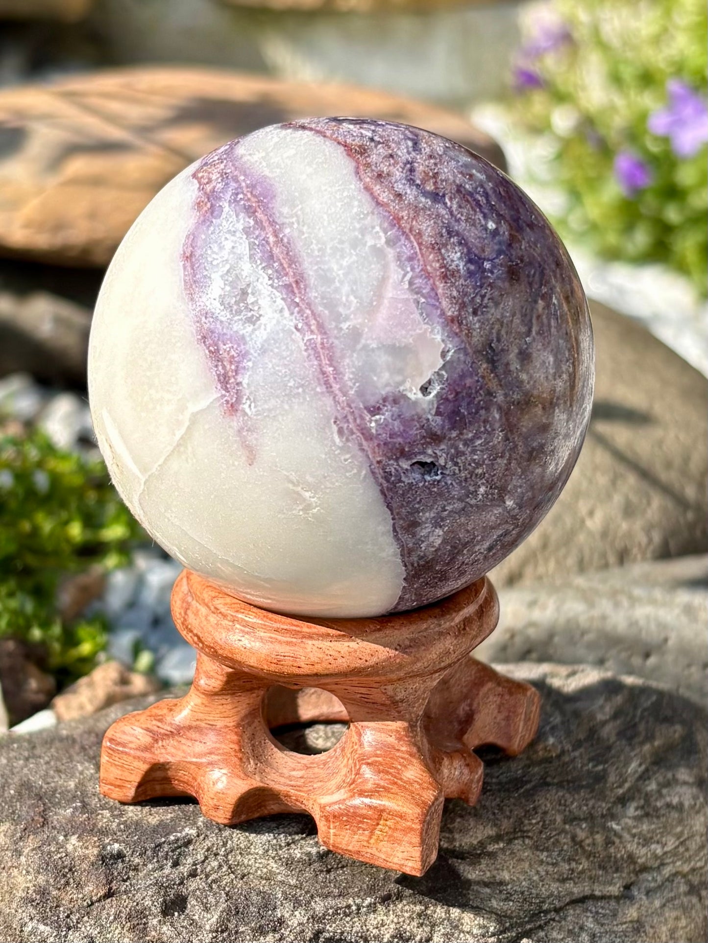 Dream Amethyst Sphere – Chevron Amethyst Crystal, 270 g