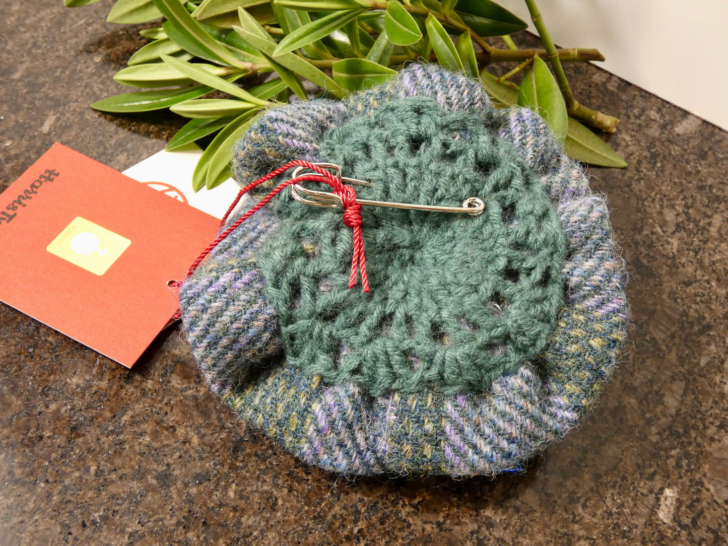 Hand crafted Genuine Harris Tweed Crochet Flower Brooch, Corsage Pin, Scottish Brooch Bag Charm Gift