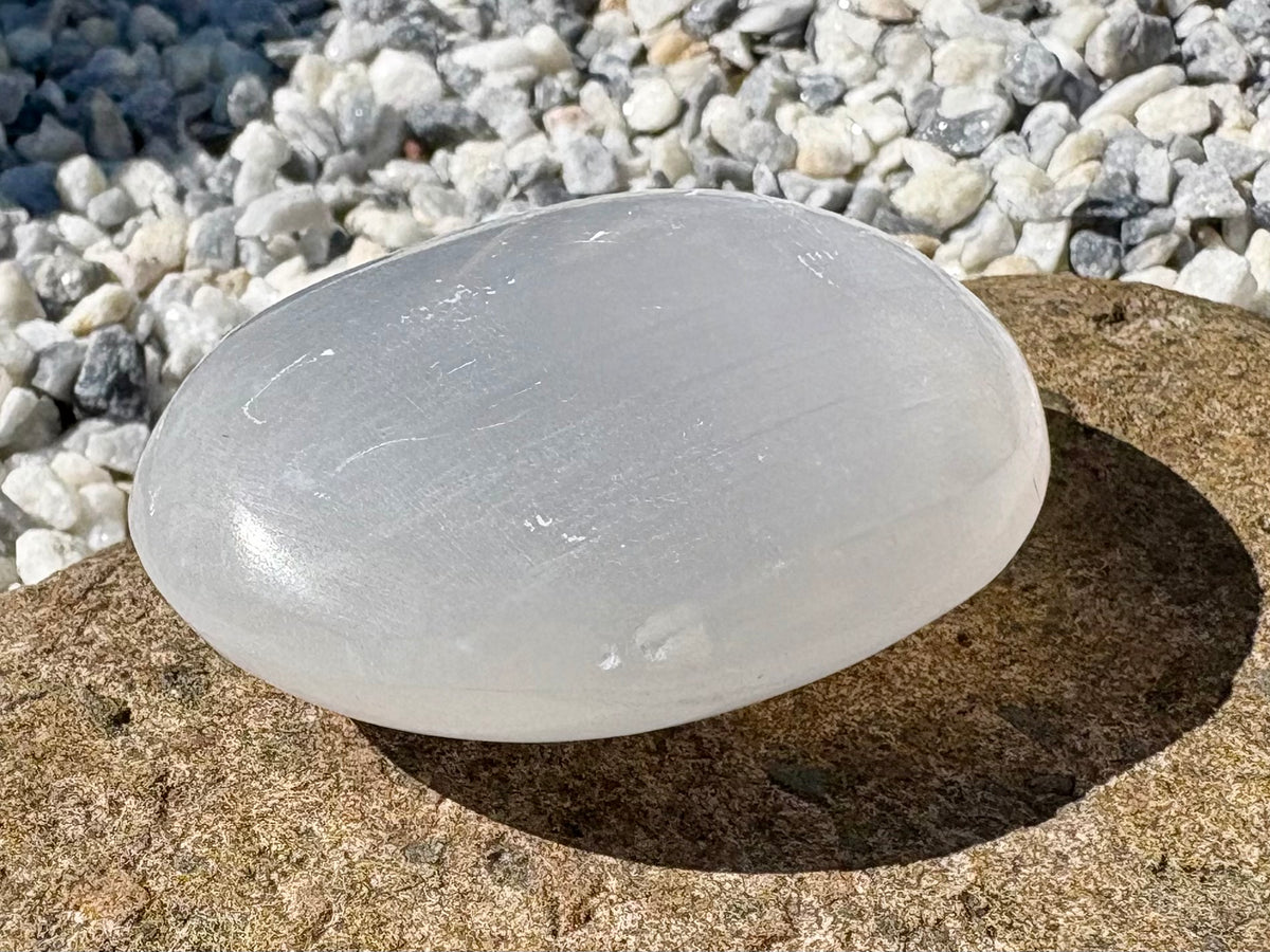 Selenite Palm Stone