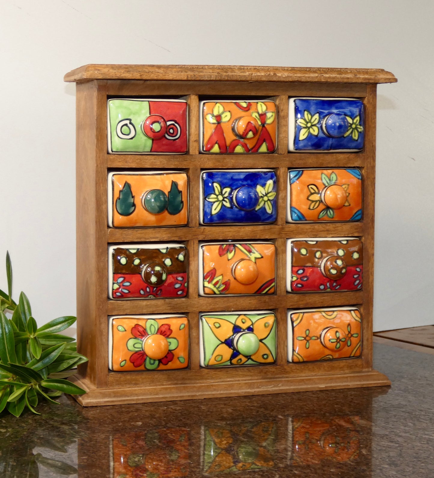 Chest of 12 Ceramic Drawers in Solid Wood Frame | Handmade
Trinket & Jewelry Storage