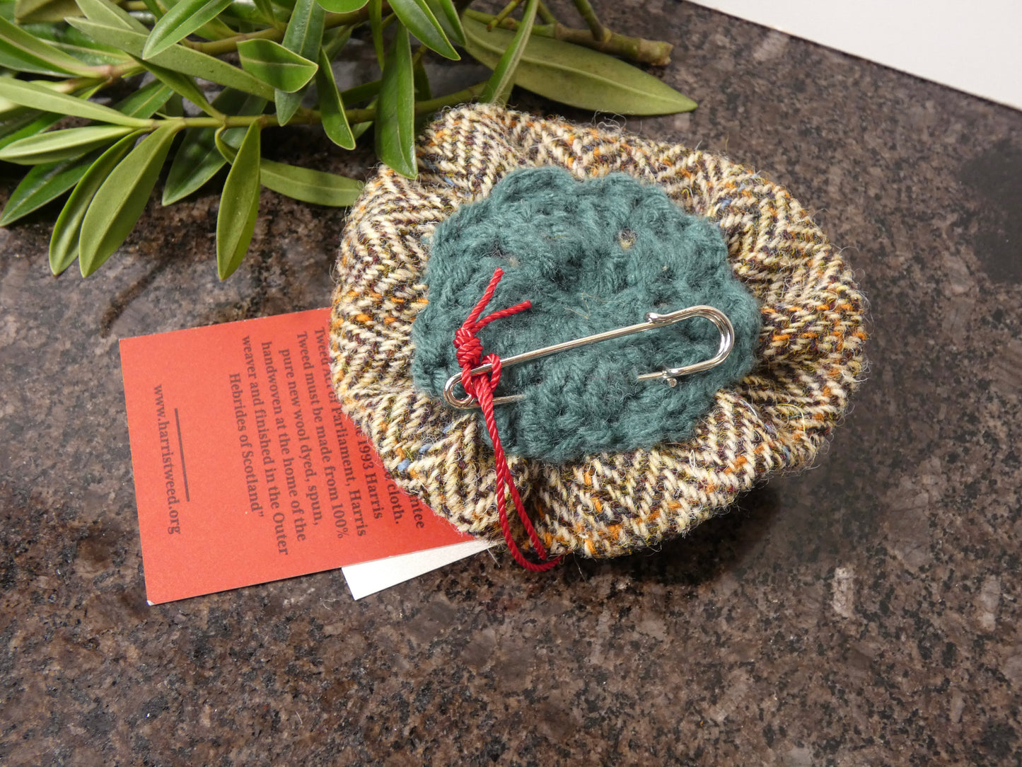 Hand crafted Genuine Harris Tweed Crochet Flower Brooch, Corsage Pin, Scottish Brooch
Bag Charm Gift