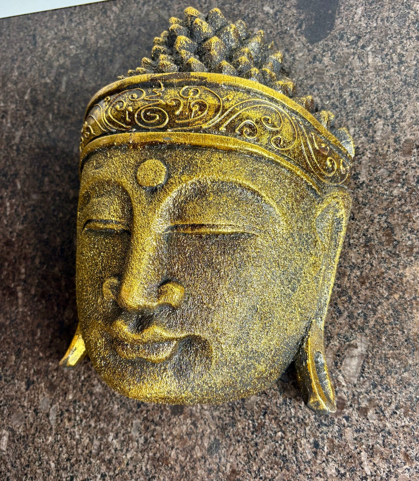 Handmade Gold Buddha Head Wall Art – 25cm | Antique Gold Zen Wall Décor