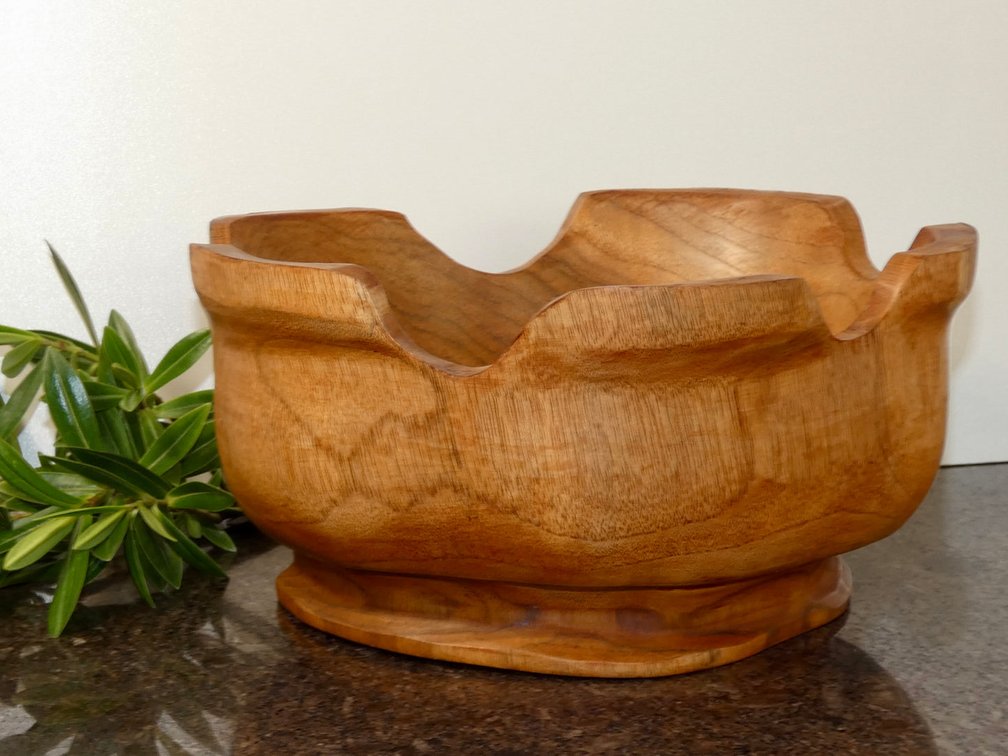 Solid Teak Wood Wavy Edge Bowl - 25cm diameter Handcrafted
Wooden Decorative Bowl, Natural Wood Home Décor
