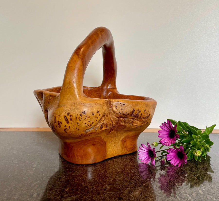 Artisan Home Décor - Solid wood basket / bowls with handle.