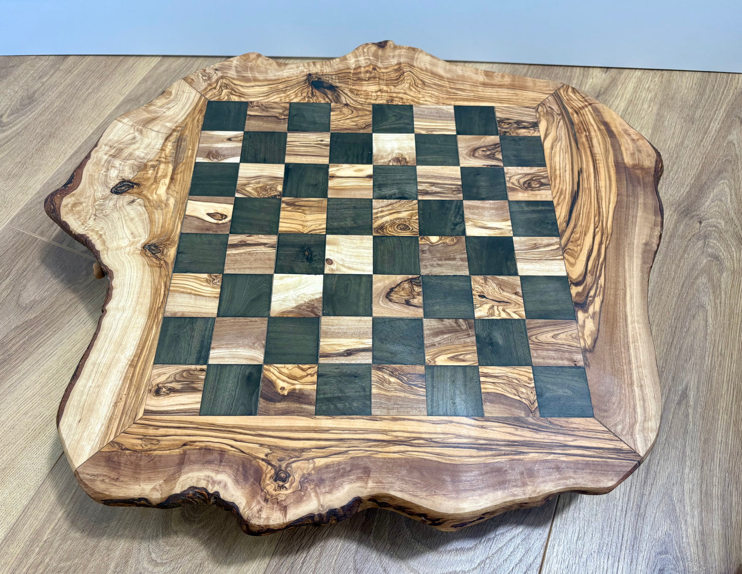 Handmade Olive Wood Chess Set with Storage Drawer - Elegant, Rustic, and Functional.