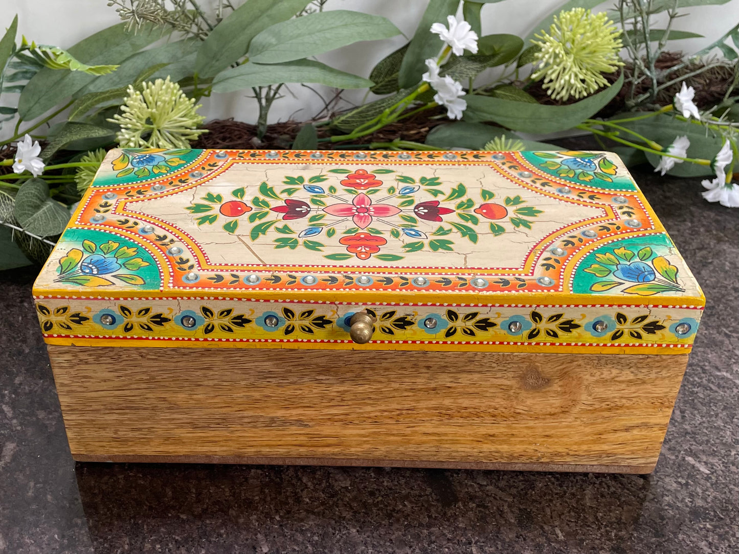 Colourful Indian Hand Painted Trinket Box