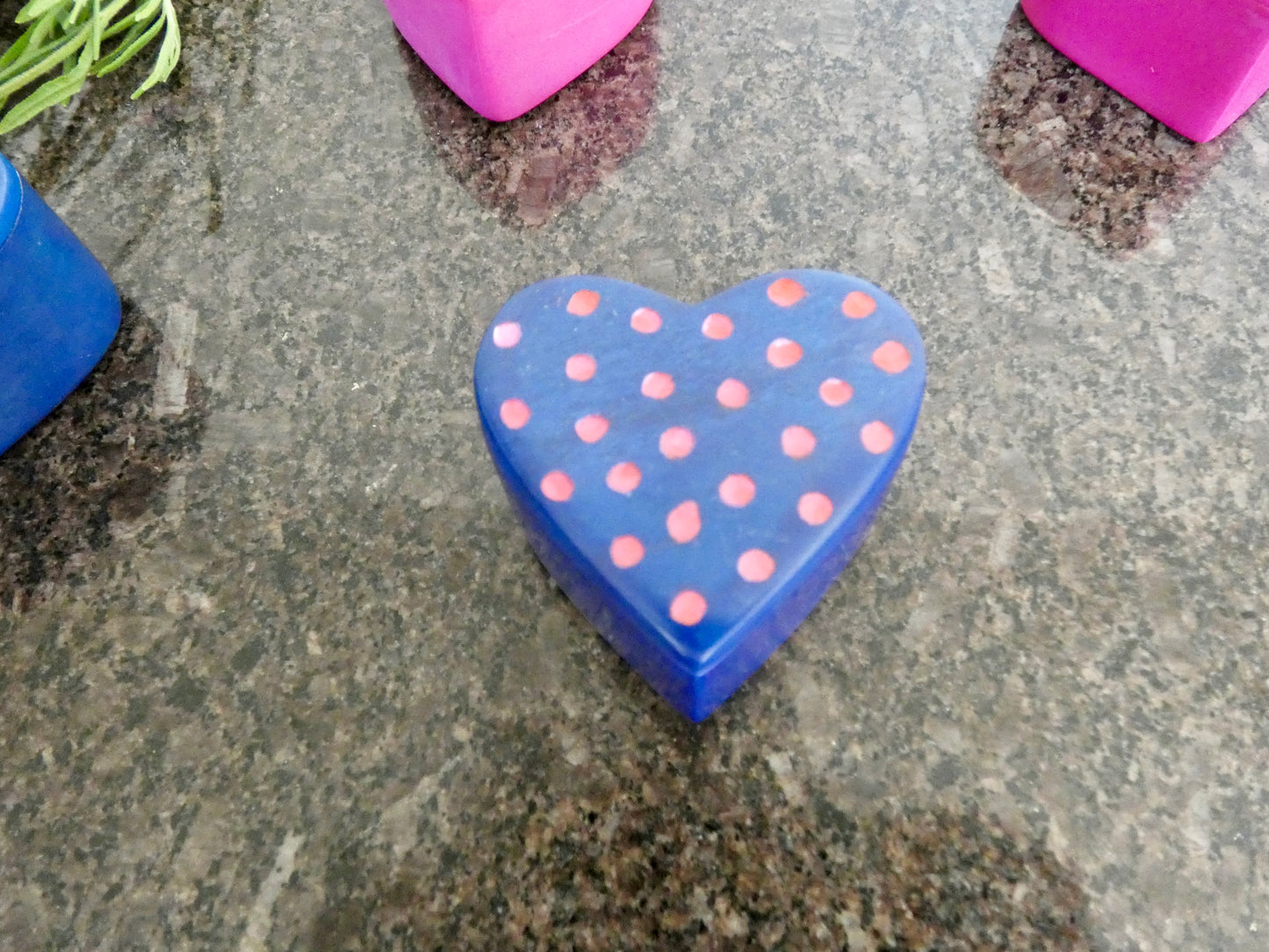 Hand-carved heart-shaped soapstone trinket box