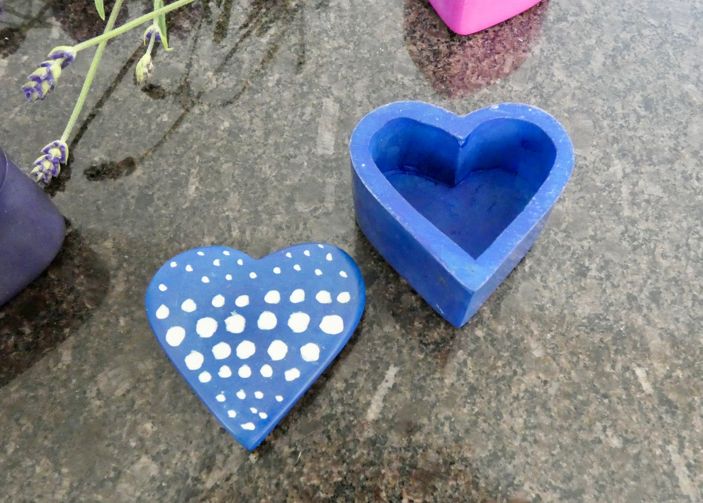 Hand-carved heart-shaped soapstone trinket box
