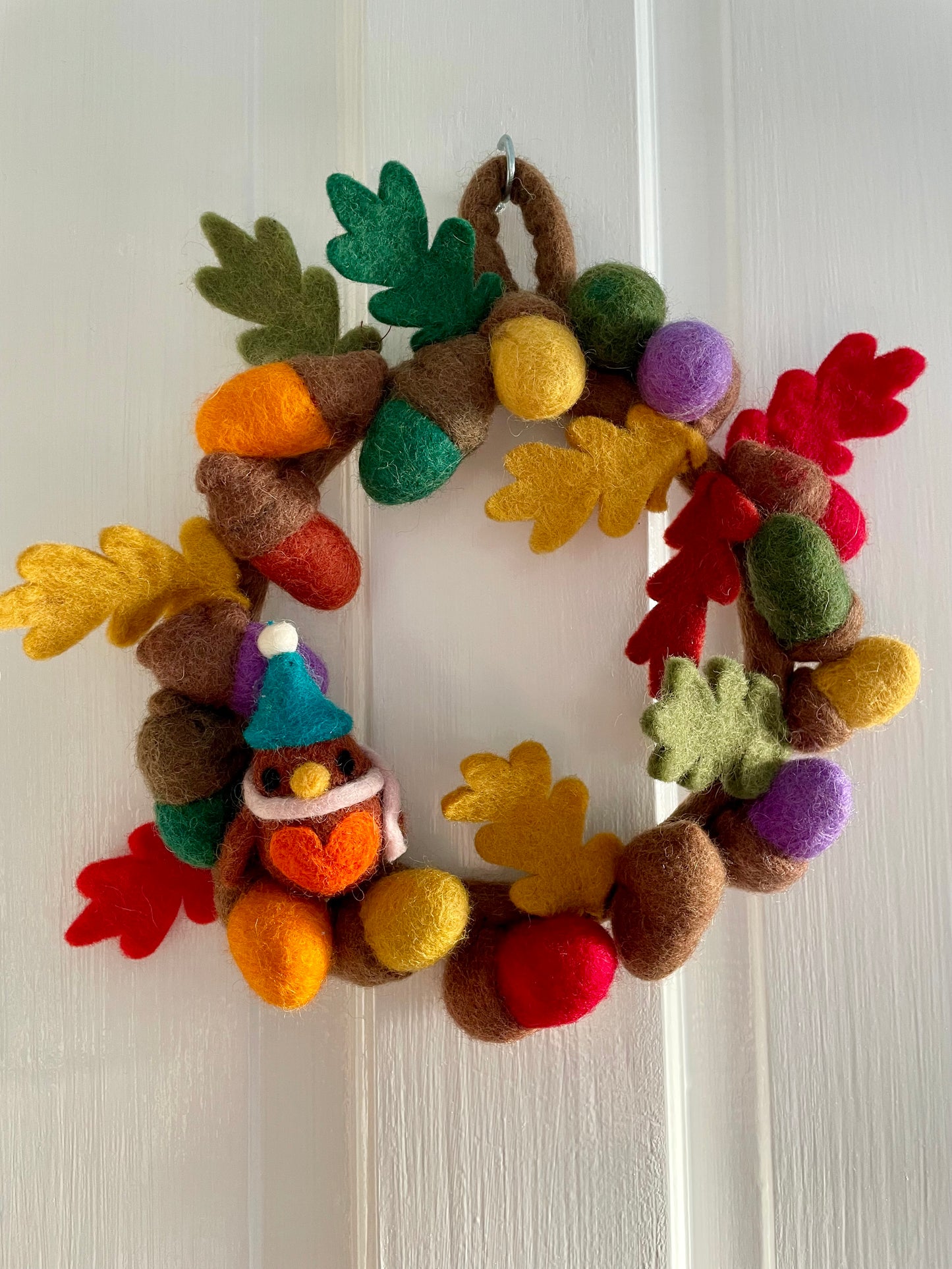 Felt Rainbow Acorn Autumn Wreath