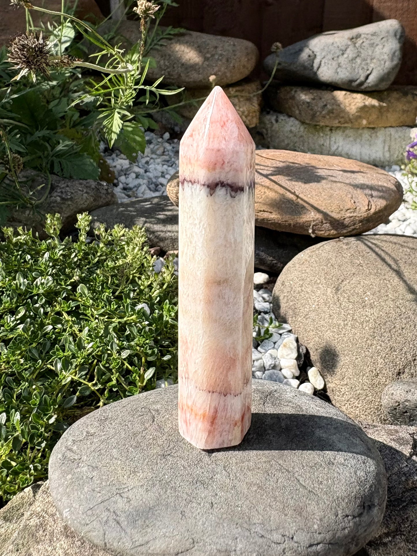Banded Calcite Crystal Tower – Polished Point, 39 g