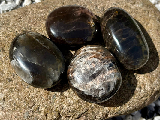 Black Moonstone Palm Stone – Polished Natural Crystal