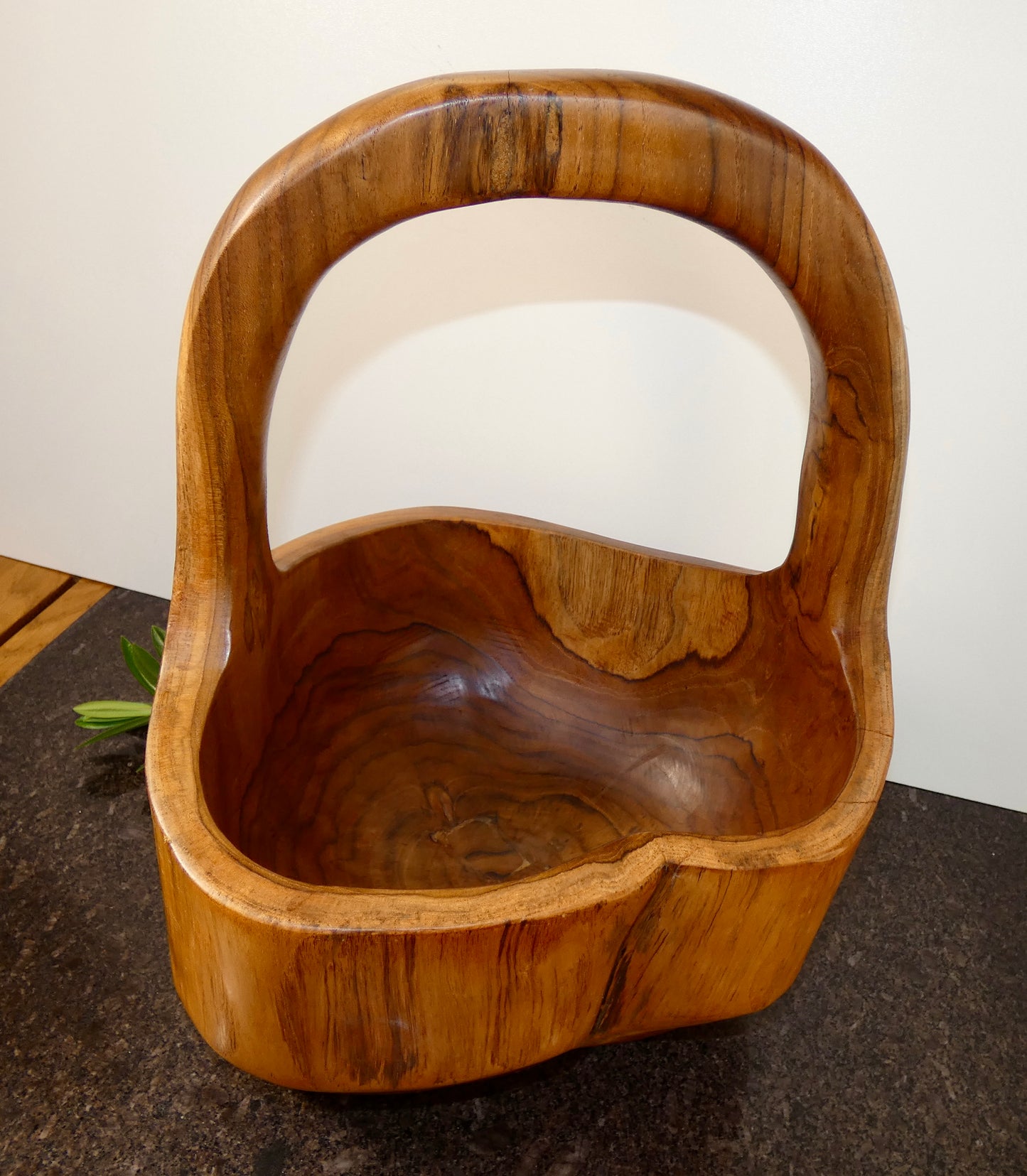 Solid Teak Wood Bowl with Handle | Handcrafted Basket Style Wooden Bowl | Natural Rustic Home Décor |
40cm High