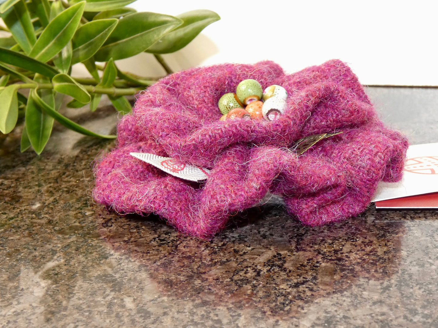 Hand crafted Genuine Harris Tweed Crochet Flower Brooch, Corsage Pin, Scottish Brooch
Bag Charm Gift