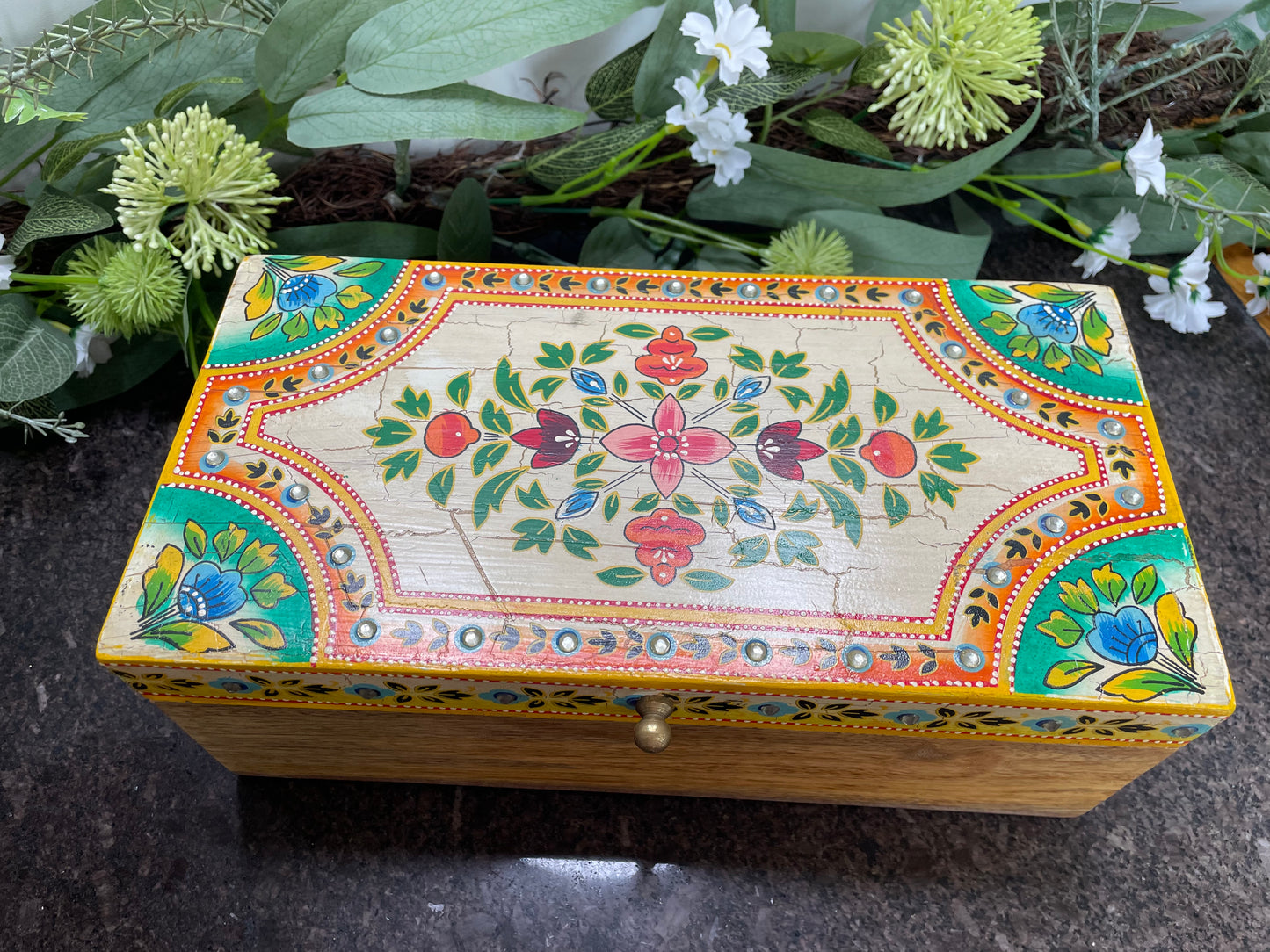 Colourful Indian Hand Painted Trinket Box