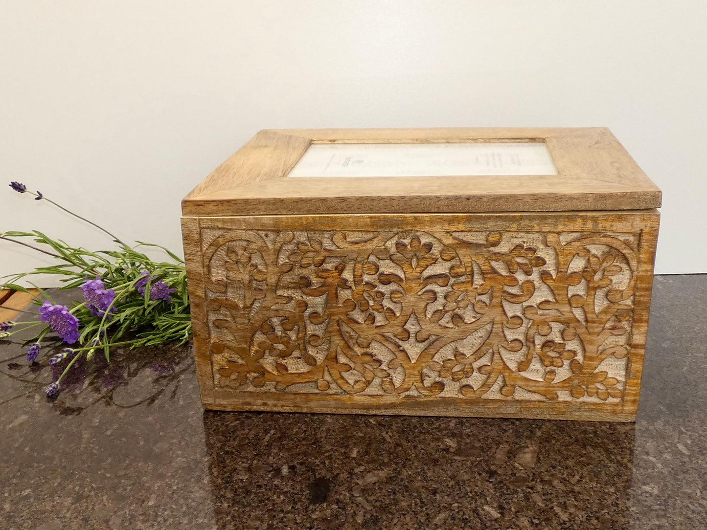 Hand Carved Photo/Memory Box made from Mango wood