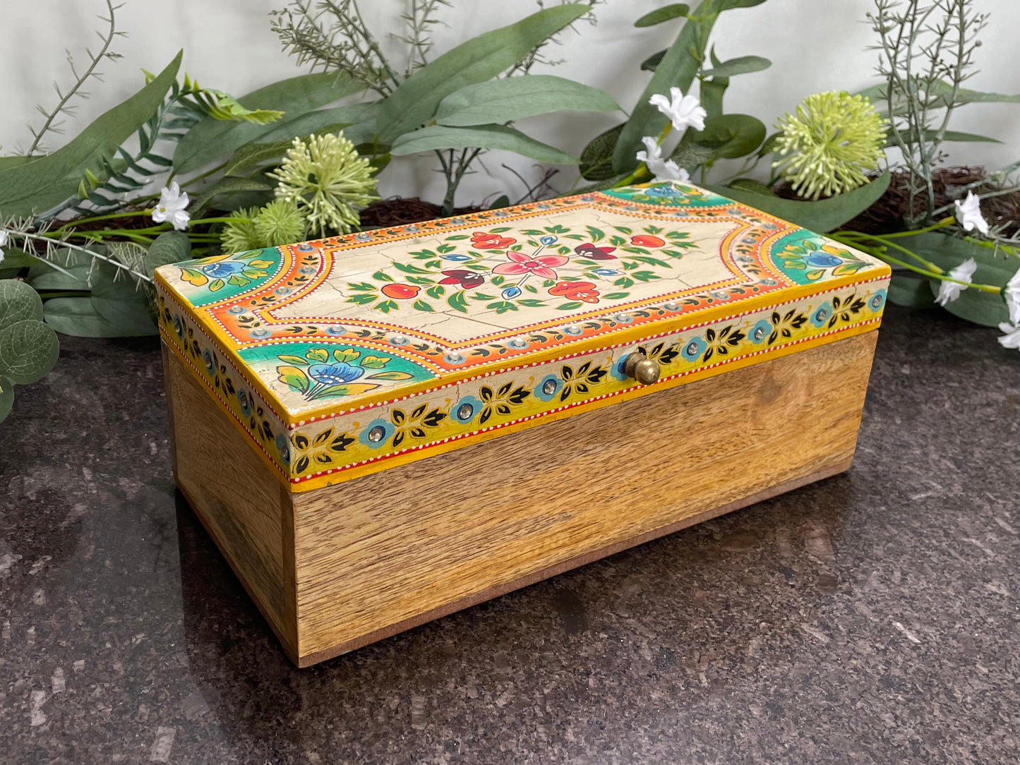 Colourful Indian Hand Painted Trinket Box