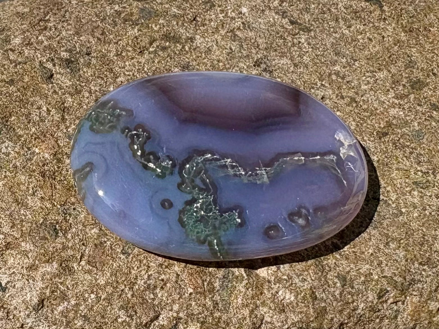 Purple Moss Agate Palm Stone – Polished Natural Crystal