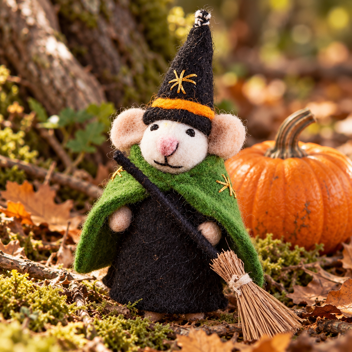 Needle Felted Halloween Mice – Hand-Crafted Witch & Wizard Mouse Decorations