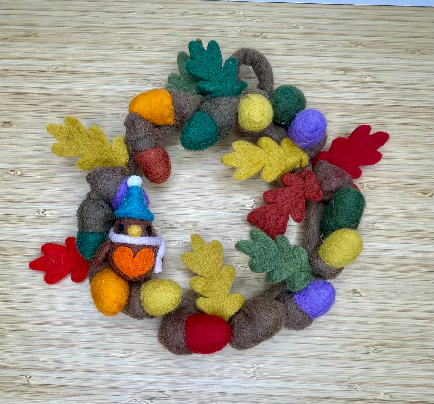 Felt Rainbow Acorn Autumn Wreath