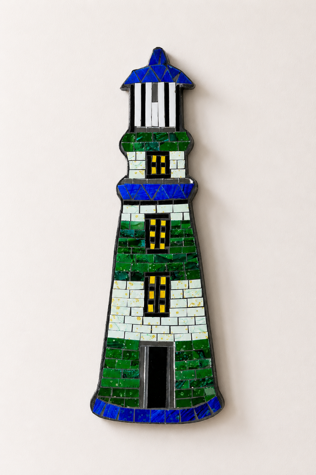Handmade Glass Mosaic Lighthouse Wall Art | Coastal Nautical Décor | 45 x 16 cm