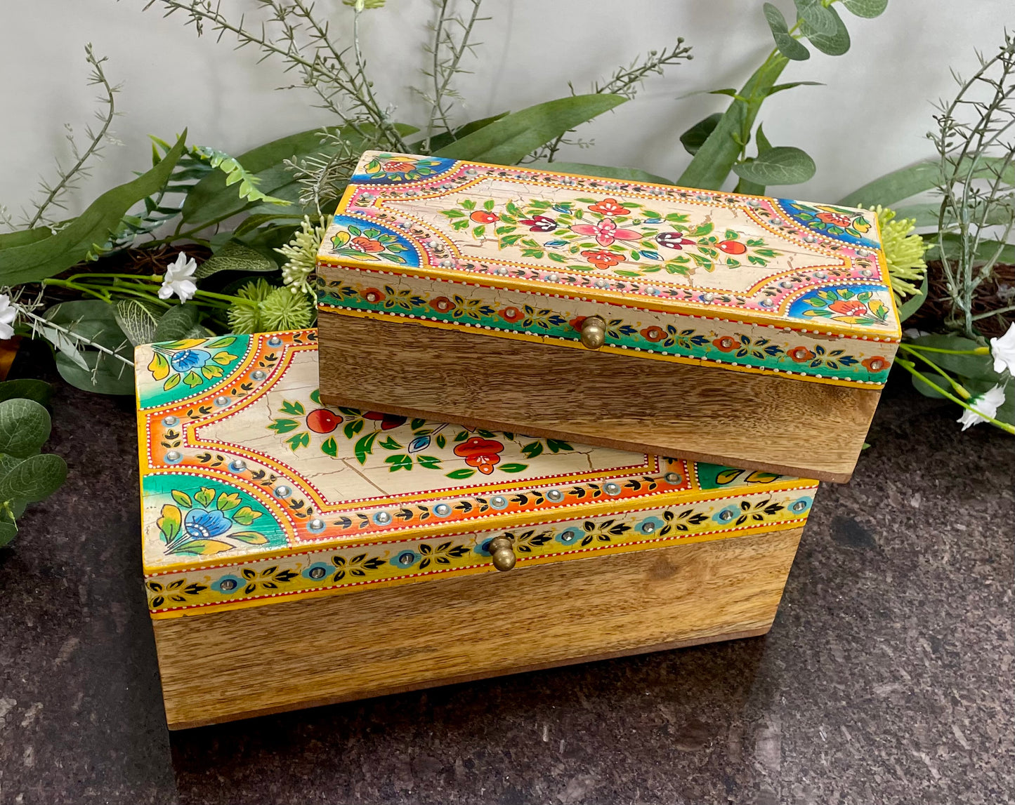Colourful Indian Hand Painted Trinket Box