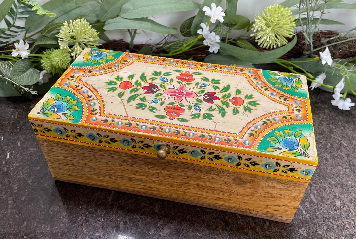 Colourful Indian Hand Painted Trinket Box