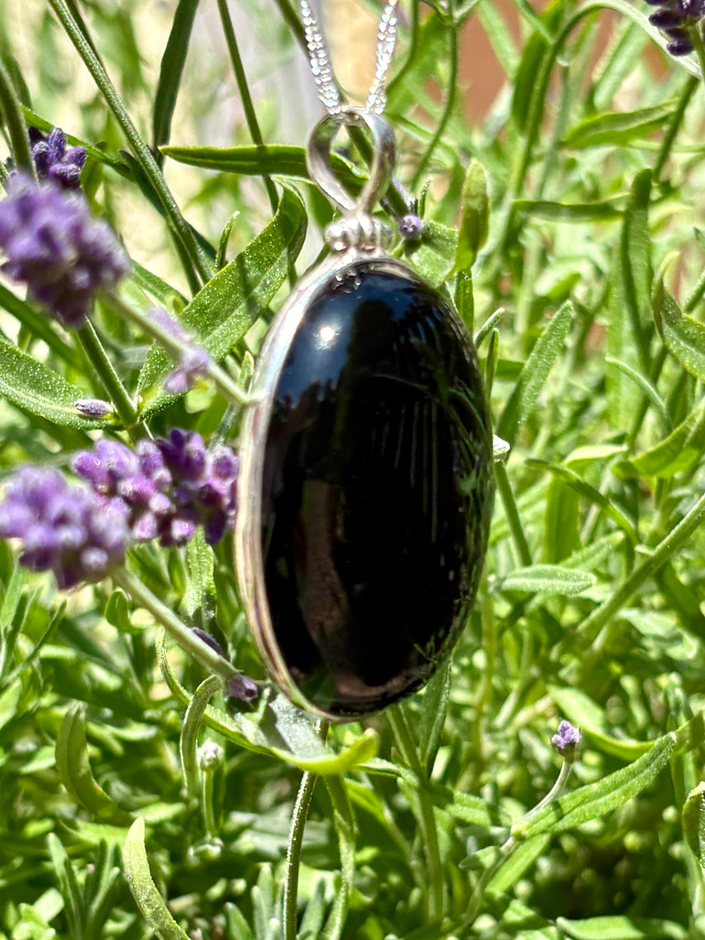 Stunning Hand-made Large Onyx Pendant set in a Sterling Silver setting
