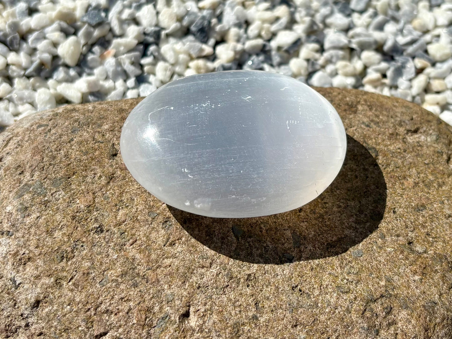 Selenite Palm Stone
