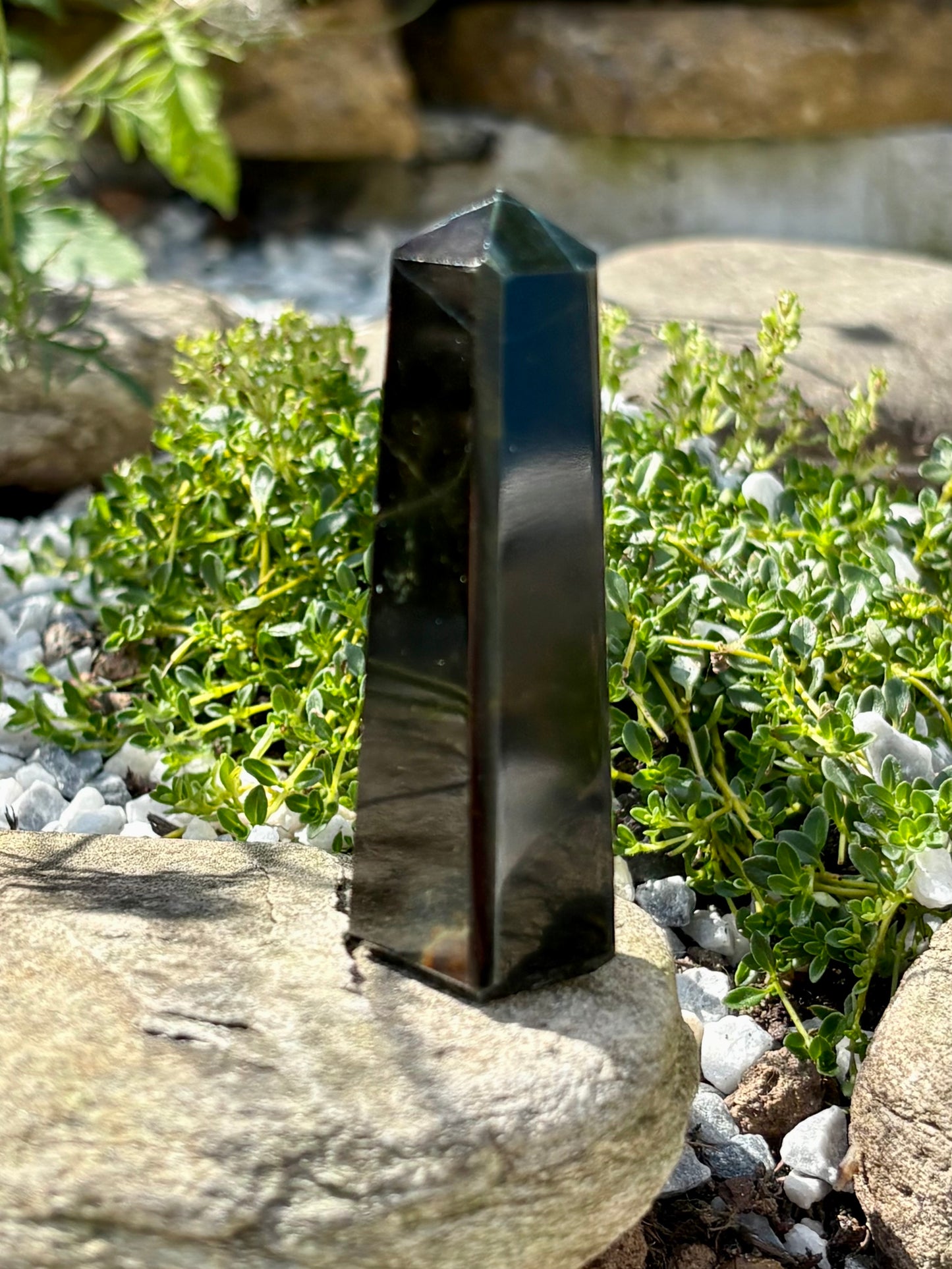 Blue Tiger’s Eye Crystal Point – Polished Hawk’s Eye Tower
