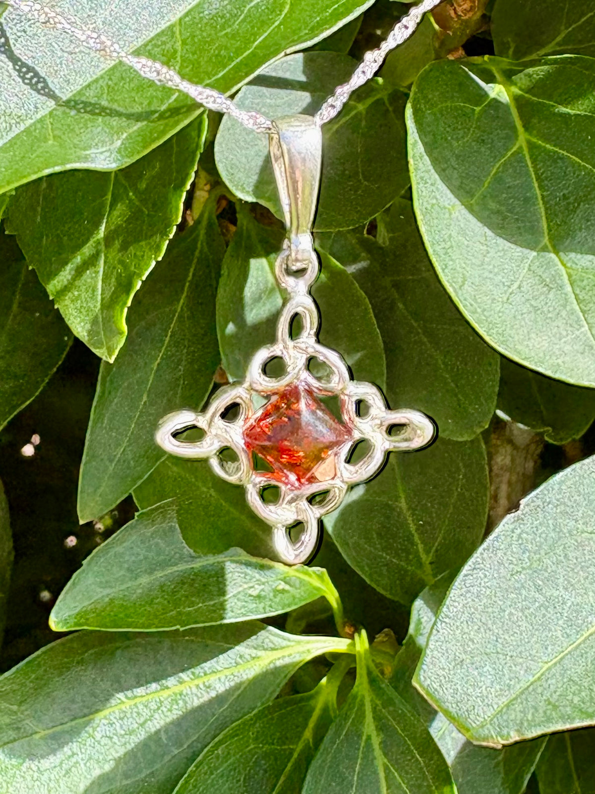 Baltic Amber & Sterling Silver Celtic Knot Pendant