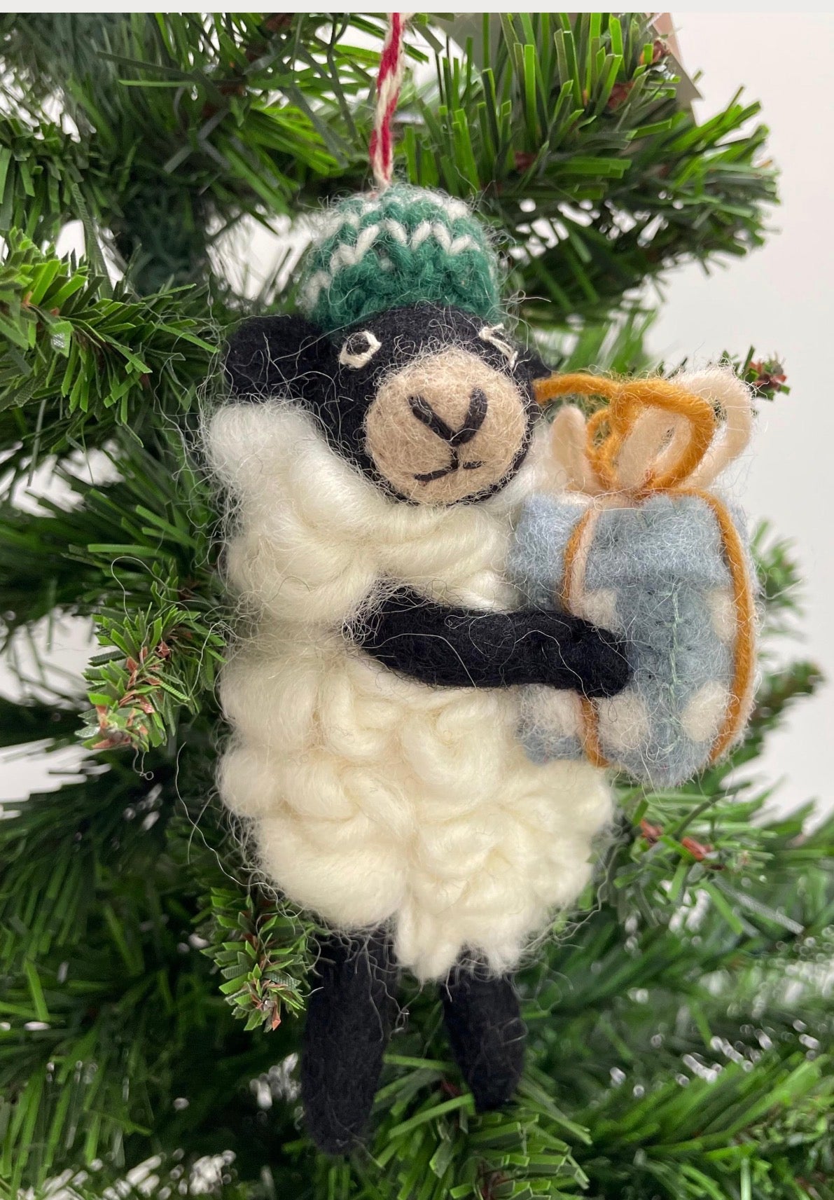 Hand Crafted Wool Felt Black Sheep Christmas Ornament with Gift