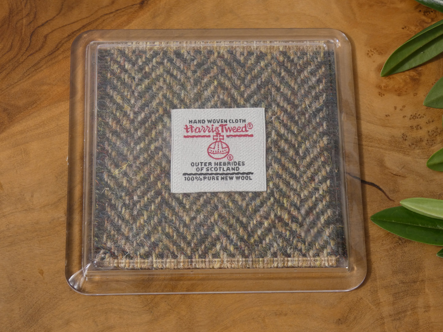 Handmade Harris Tweed Coaster – Authentic Scottish Wool Encased in Acrylic, 8 x 8 cm