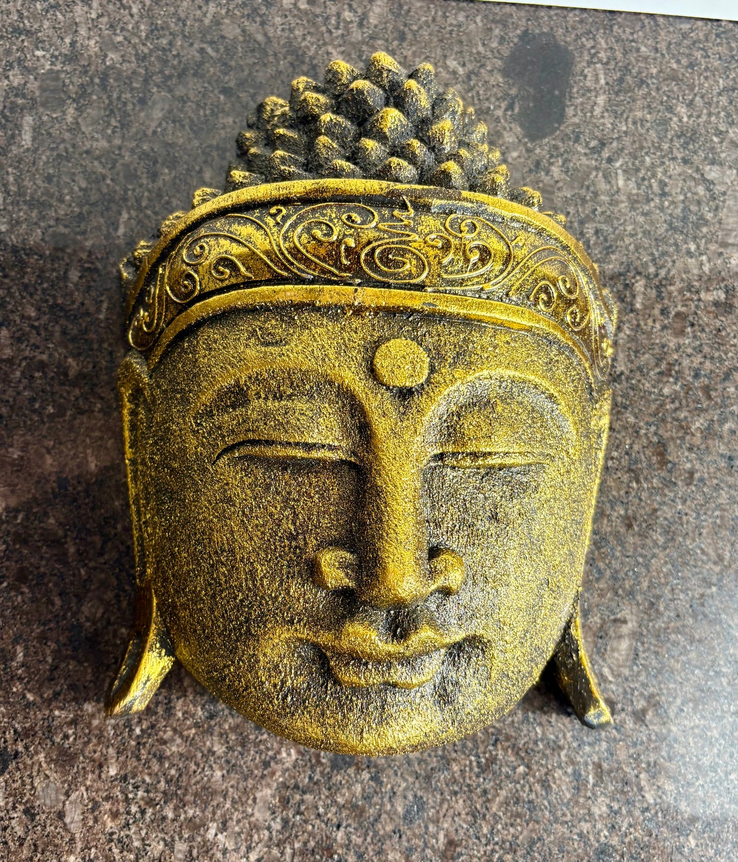 Handmade Gold Buddha Head Wall Art – 25cm | Antique Gold Zen Wall Décor