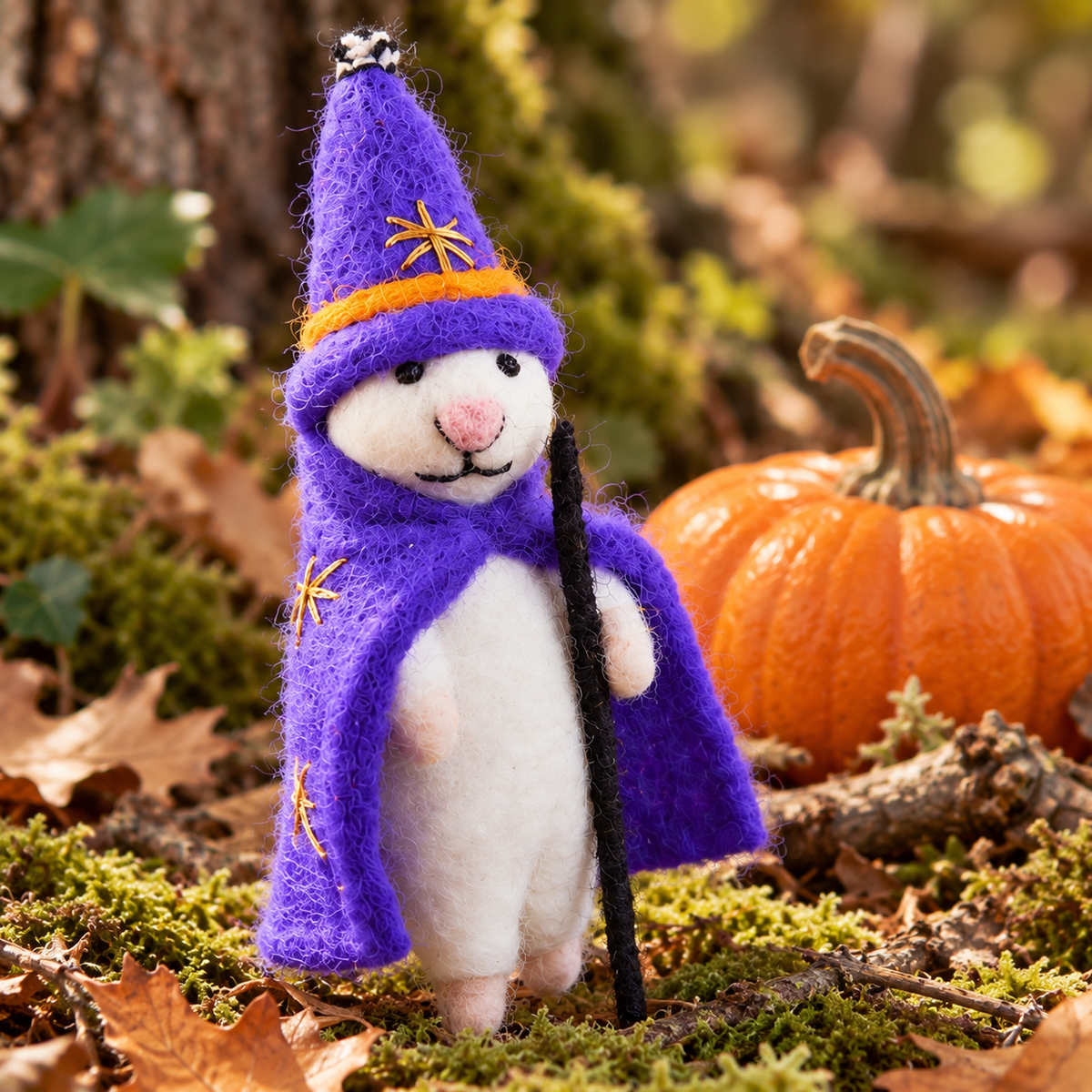 Needle Felted Halloween Mice – Hand-Crafted Witch & Wizard Mouse Decorations