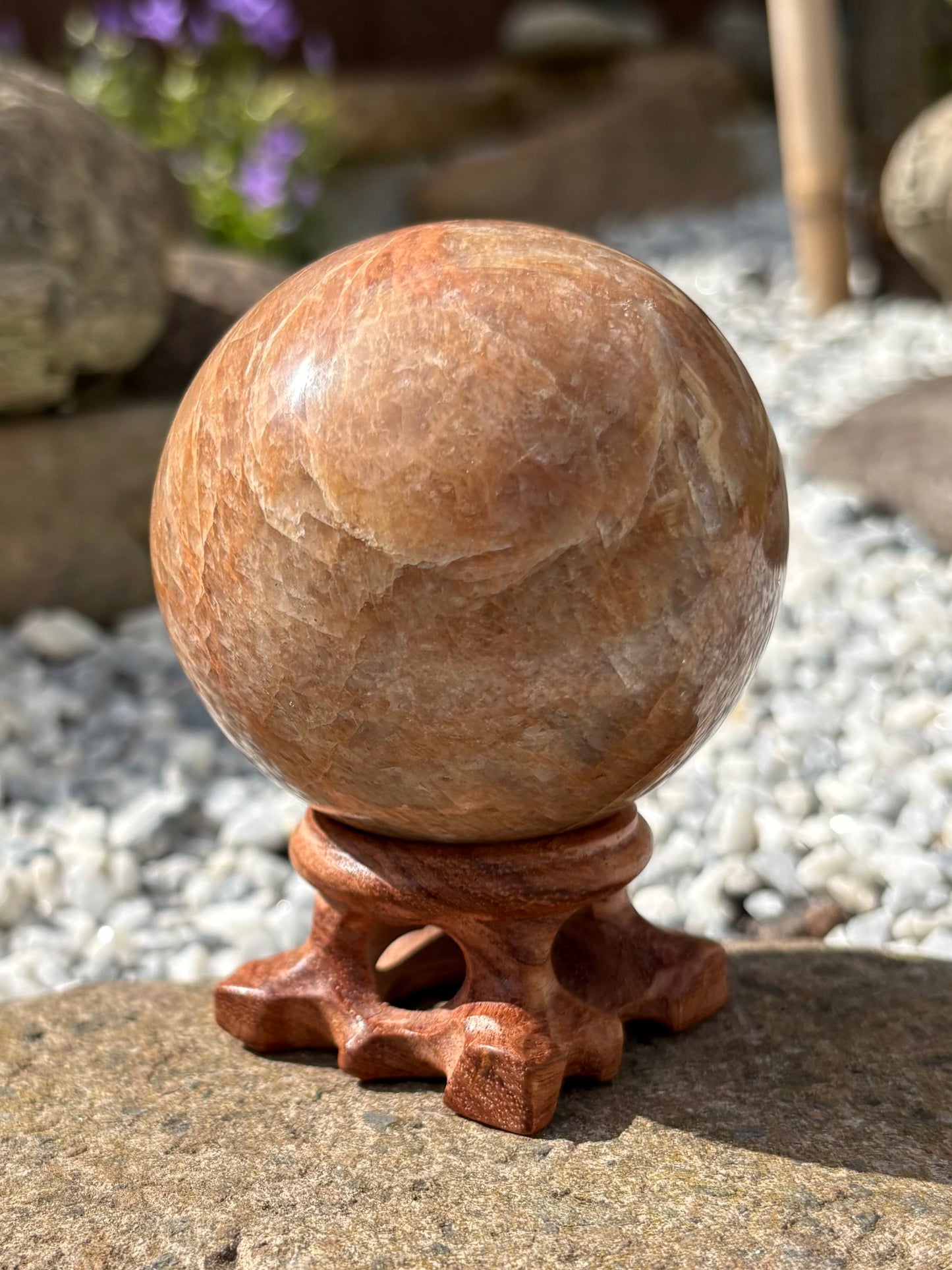 Peach Moonstone Sphere - Spiritual Healing Crystal