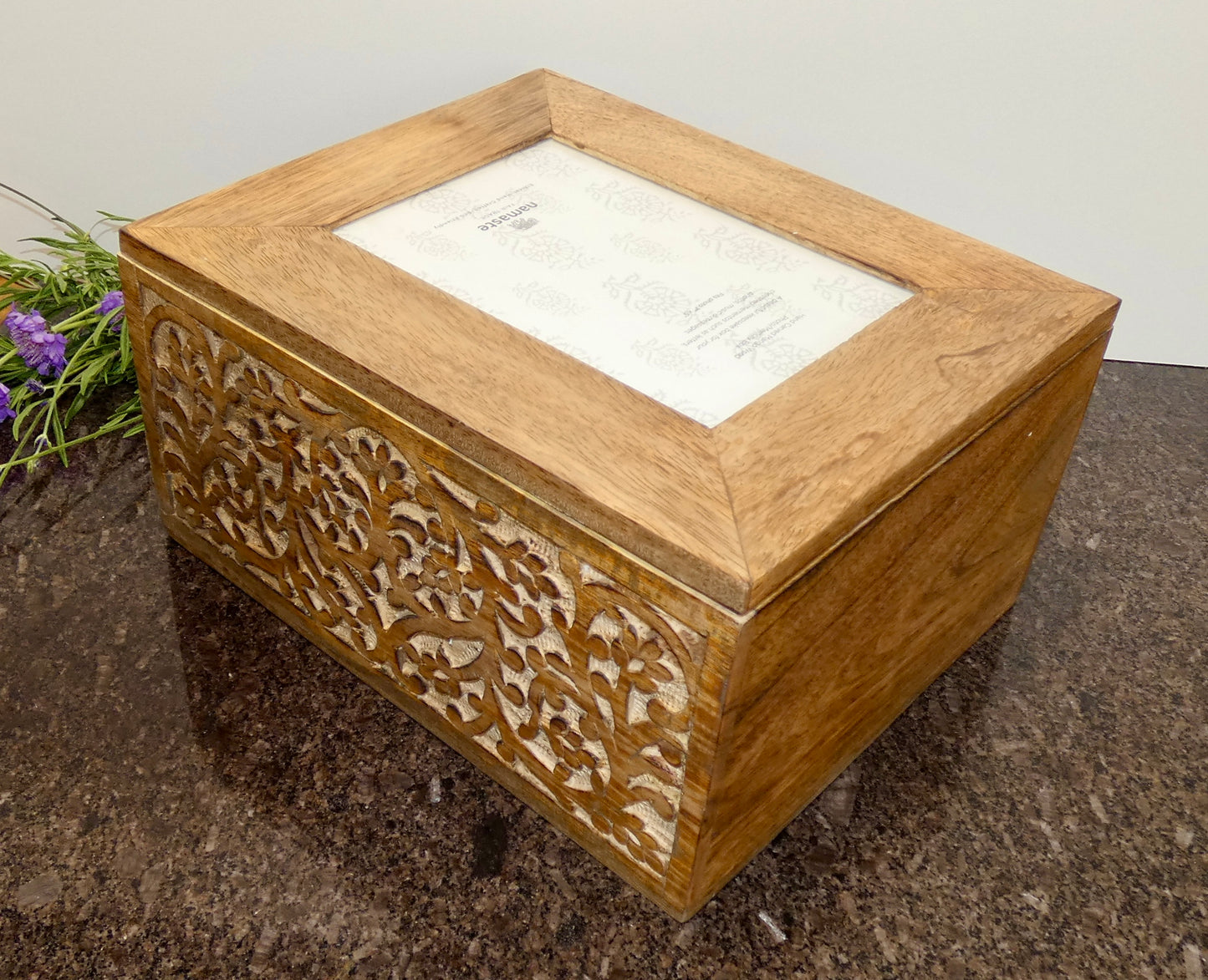 Hand Carved Photo/Memory Box made from Mango wood