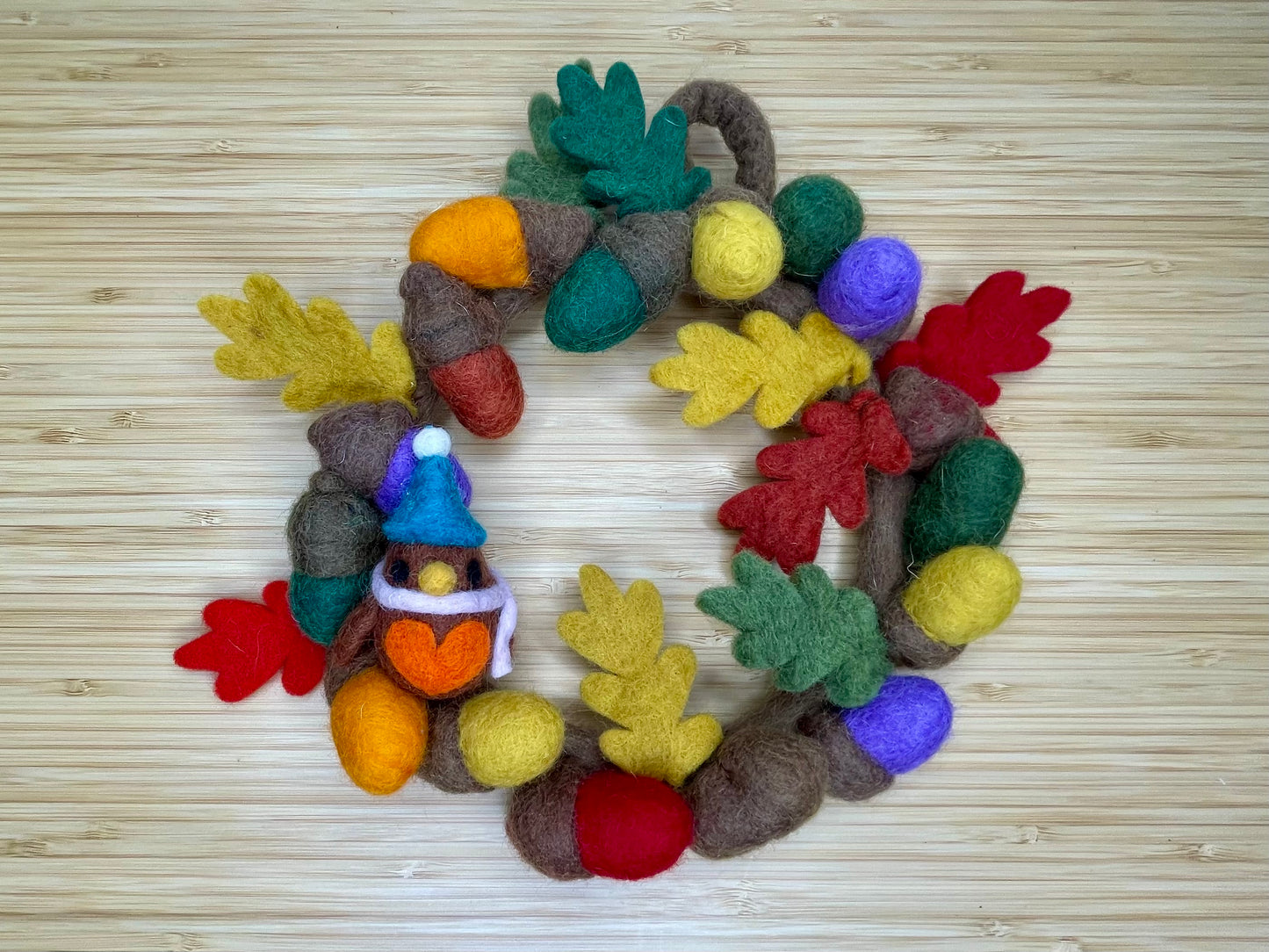Felt Rainbow Acorn Autumn Wreath
