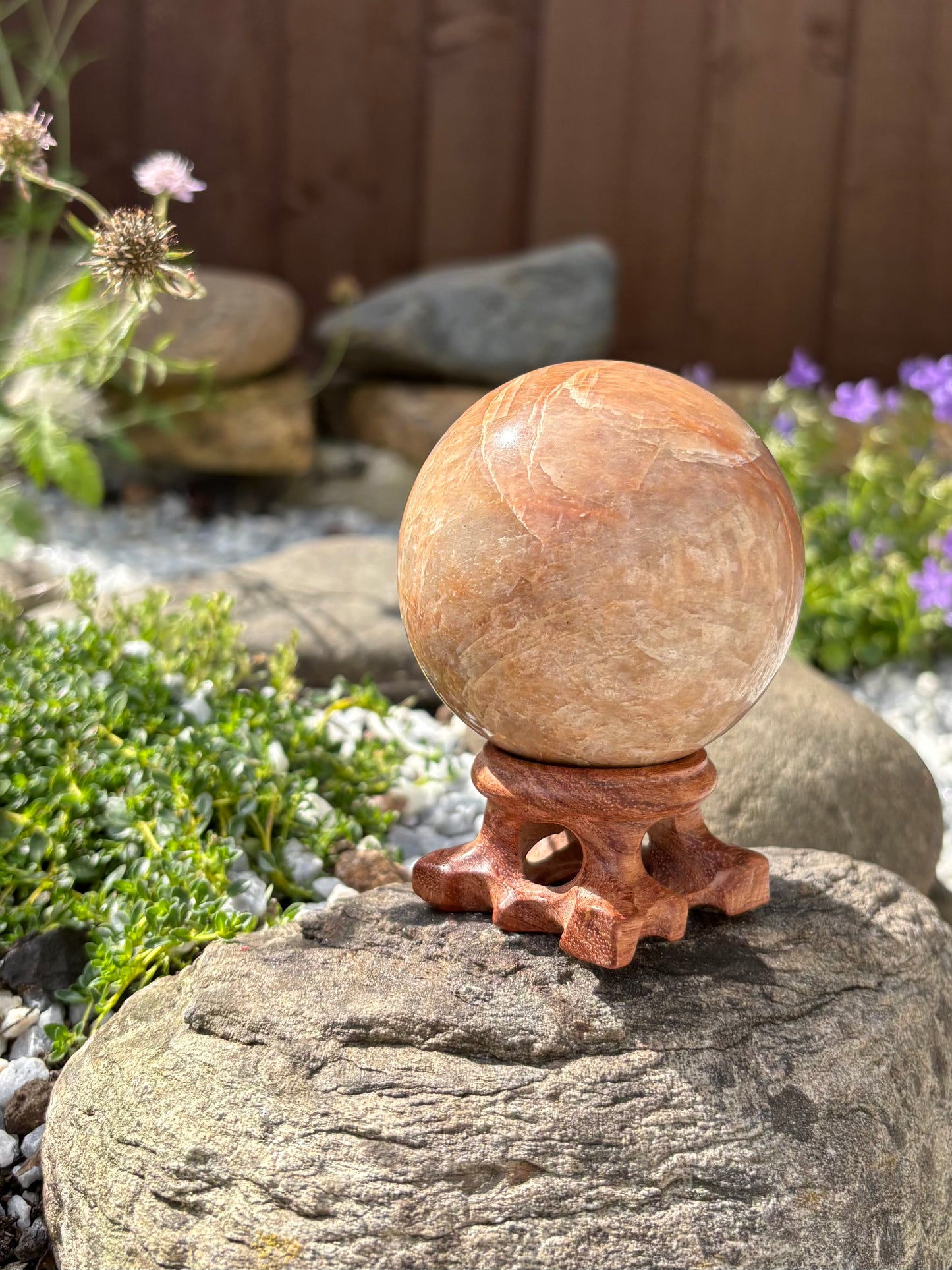 Peach Moonstone Sphere - Spiritual Healing Crystal