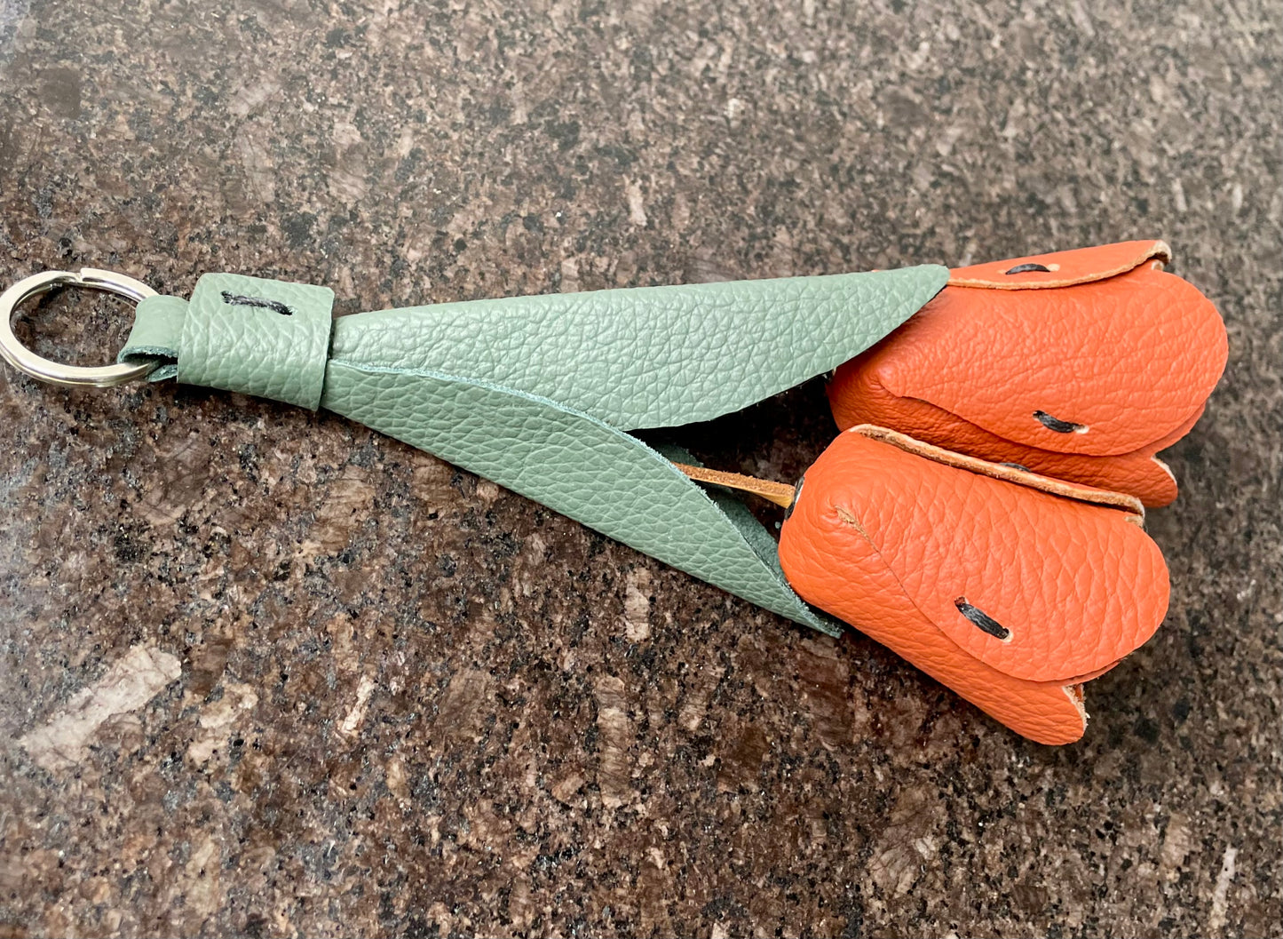 Genuine leather handmade Tulip Bag Charm / Keychain