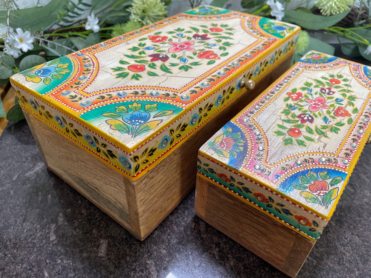 Colourful Indian Hand Painted Trinket Box