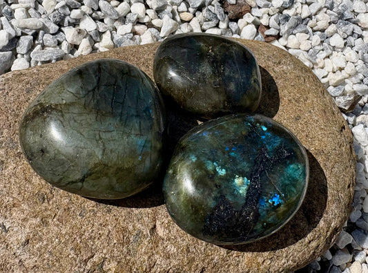 Labradorite Palm Stone with Blue-Green Flash