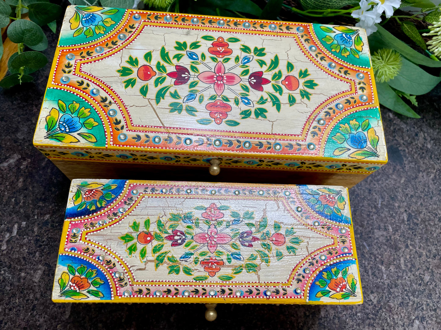 Colourful Indian Hand Painted Trinket Box