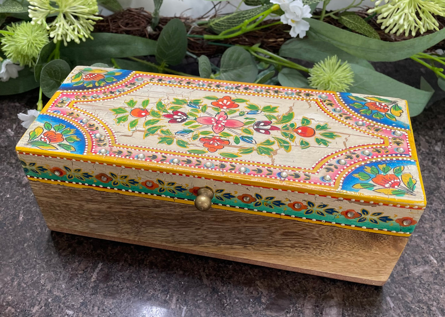 Colourful Indian Hand Painted Trinket Box