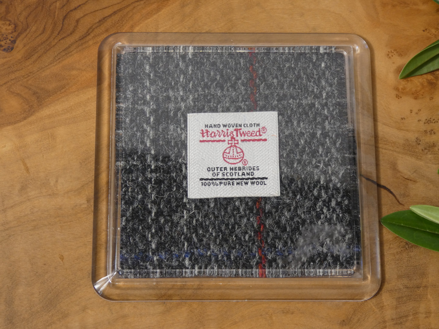 Handmade Harris Tweed Coaster – Authentic Scottish Wool Encased in Acrylic, 8 x 8 cm