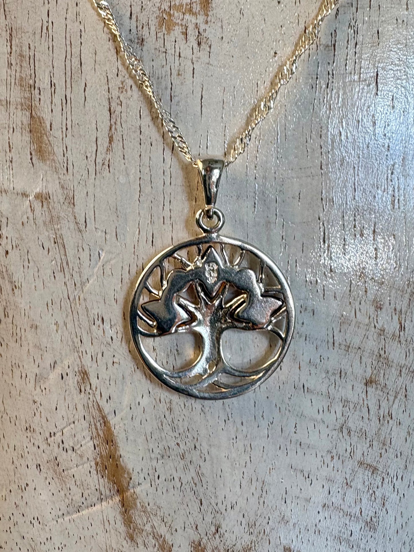 Sterling Silver Baltic Amber Tree of Life Pendant Necklace – Genuine Amber, 18" Sterling Silver Chain