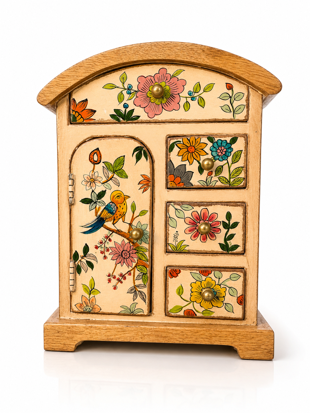 Hand Painted Wooden Jewellery Box with Drawers | Floral Jewellery Chest | Vintage Trinket Box | Wooden Keepsake Storage