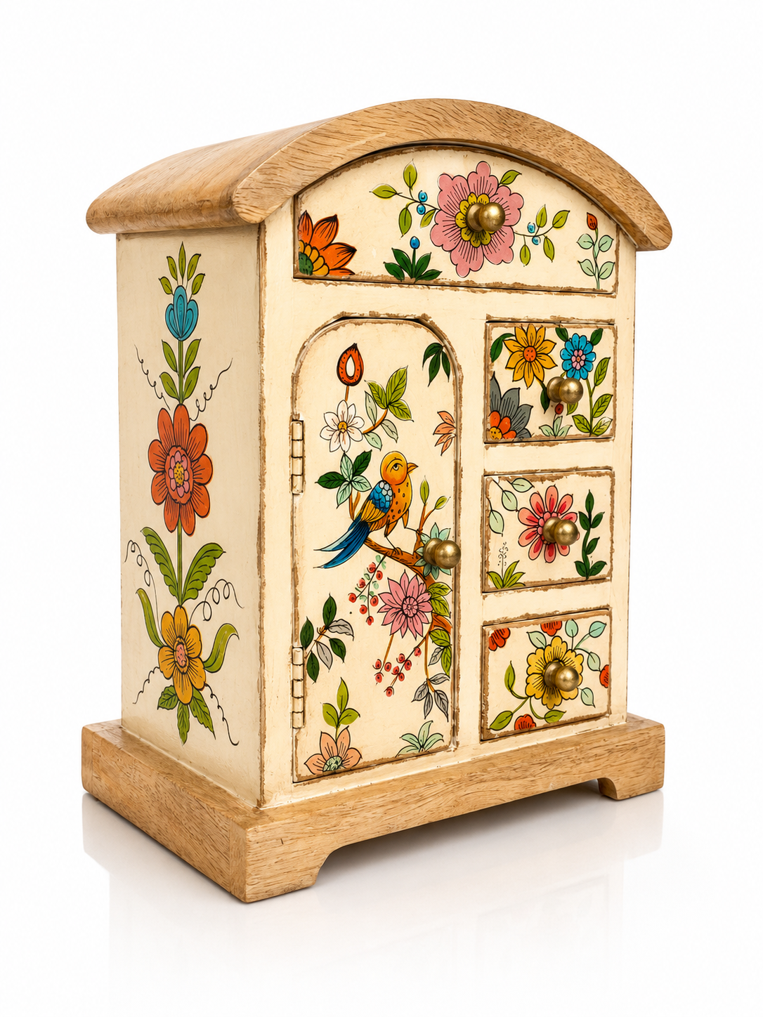 Hand Painted Wooden Jewellery Box with Drawers | Floral Jewellery Chest | Vintage Trinket Box | Wooden Keepsake Storage
