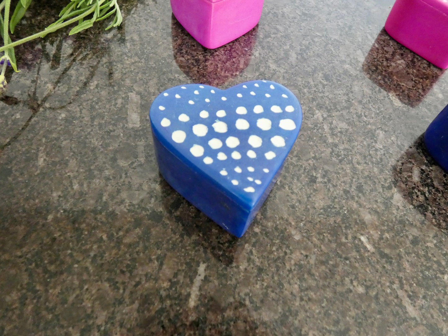 Hand-carved heart-shaped soapstone trinket box